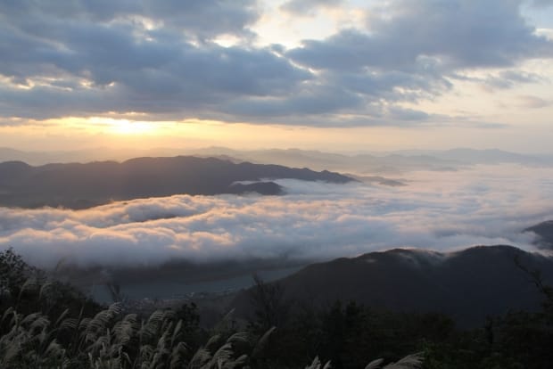 豊岡市は旧城崎町（私が住んでいる城崎温泉のある町です）にある山です。 旧城崎町「来日山」から見る雲海。この景色がたった15分の登山で見れてしまうゼイタク。